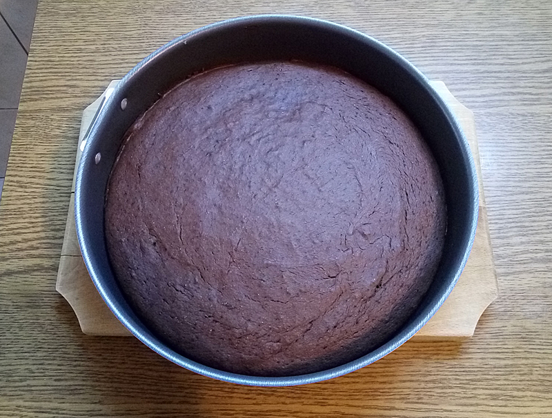 Cocoa cake layer, baked