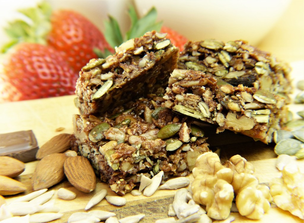 Granola bars with healthy nuts and seeds, homemade or store-bought