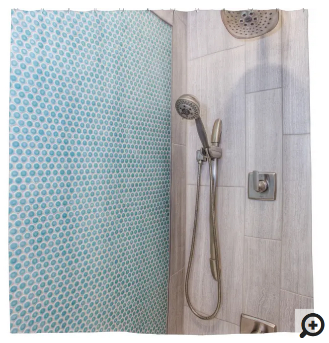 Make your own shower curtain with photo of your own shower area