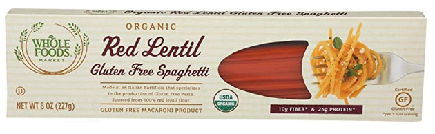 Red lentil gluten-free spaghetti from Whole Foods