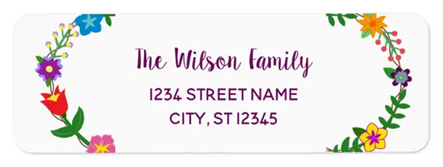 Elegant return address label, easy to personalize, with an illustration of stylized flowers