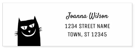 Name and address labels with a funny cat (self-inking stamp)