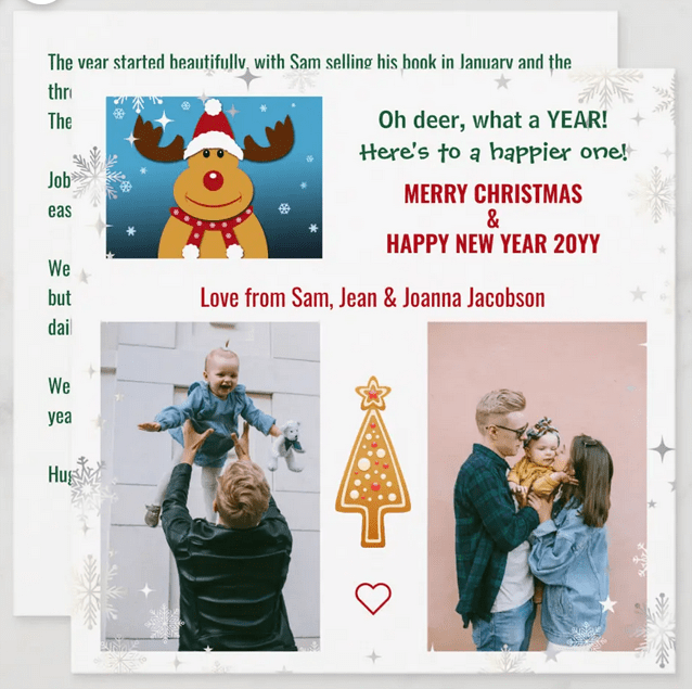 Cute and funny photo Christmas card with Rudolph and "Oh deer, what a year!"