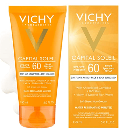Vichy Capital Soleil Anti-Aging Face and Body Sunscreen, Broad Spectrum SPF 60, Water Resistant, Dermatologist Recommended