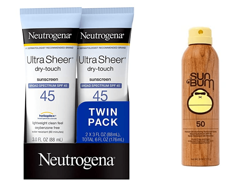 Great sunscreen lotions with lightweight clean feel, dry touch, don't clog pores (non-comedogenic), Broad Spectrum SPF 45 and 50