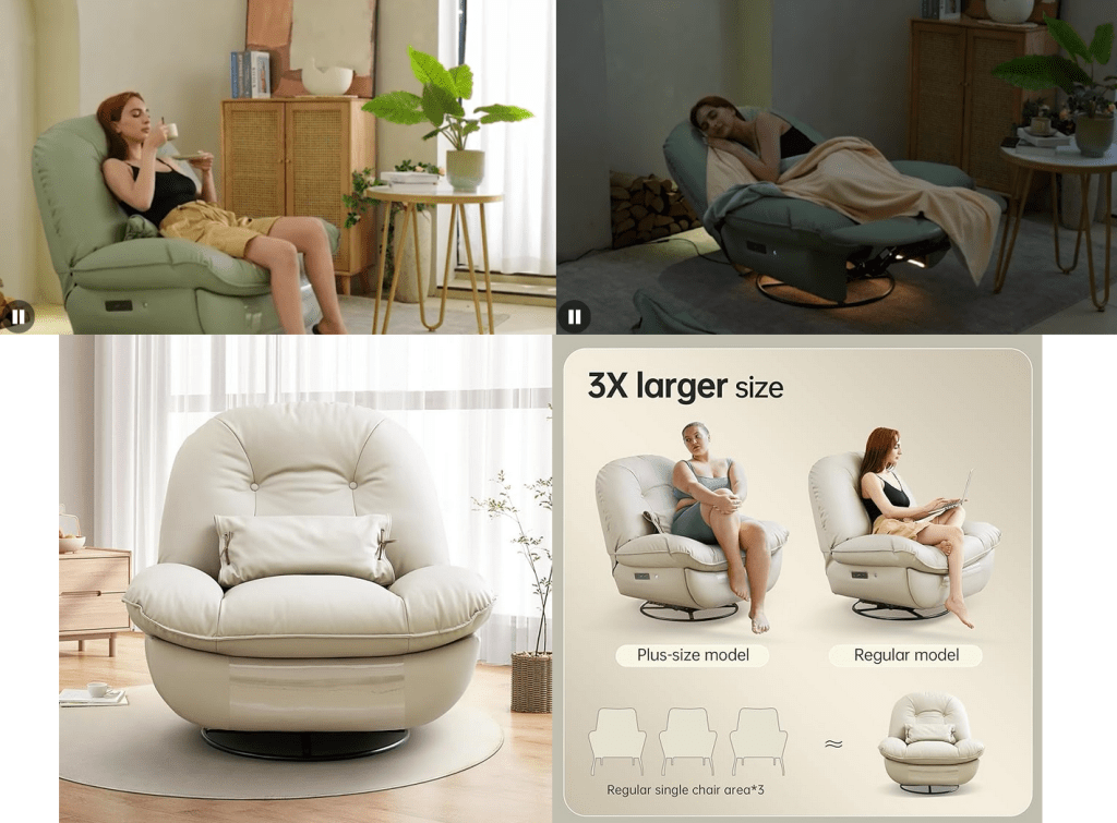 Oversized electric power rocker recliner swivel glider from Coosleep