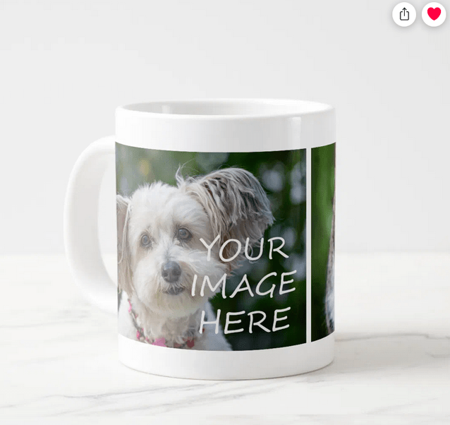 Jumbo mug with templates for two horizontal photos of your pet or pets