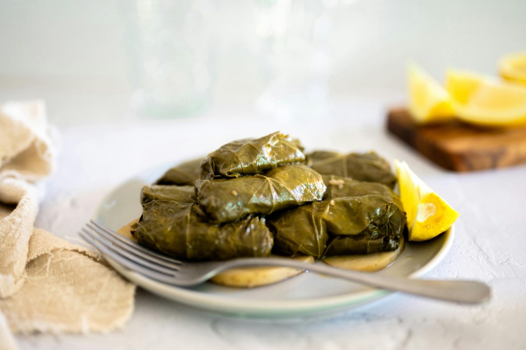Greek dolmades (stuffed vine leaves)